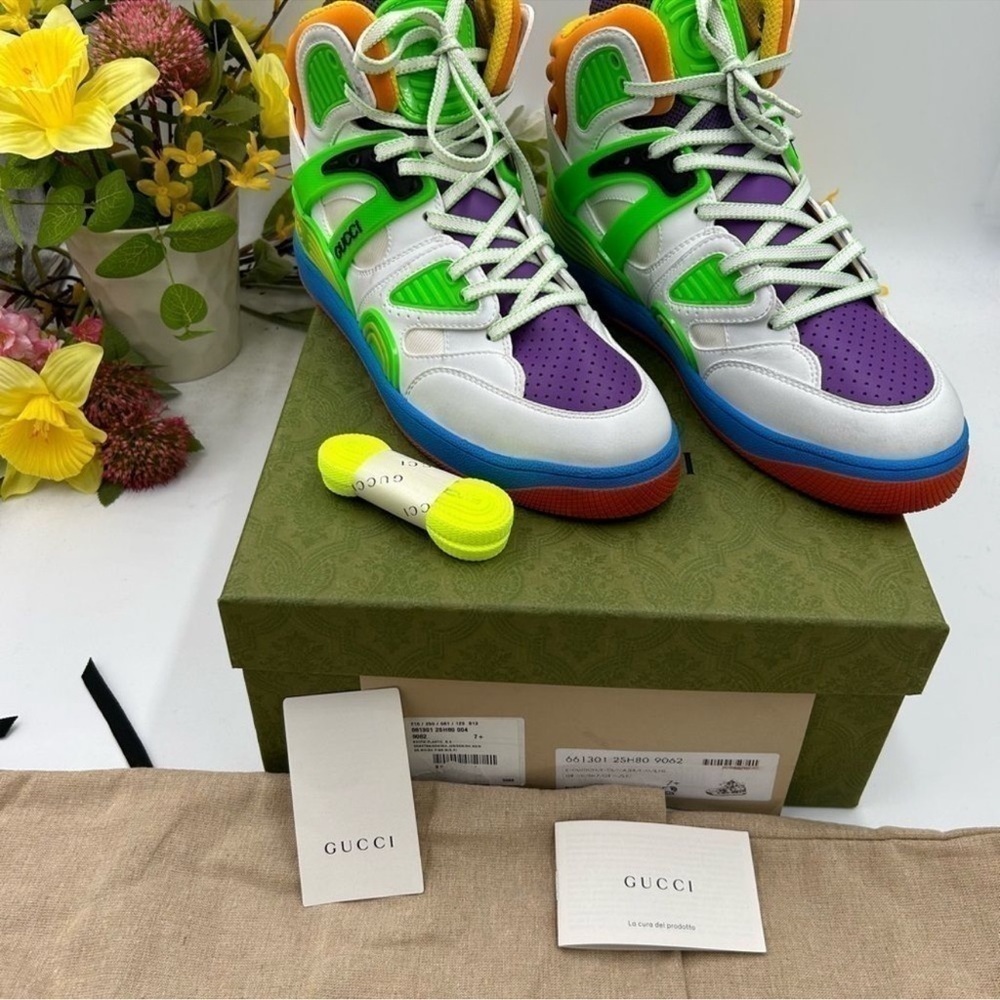 Men’s Gucci high top sneakers size 7.5 fits 8.5 US made in Italy - Picture 3 of 10
